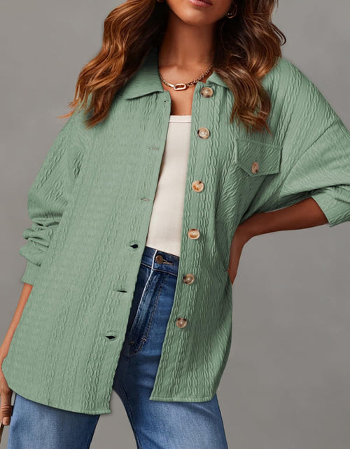 Load image into Gallery viewer, Textured Button Up Long Sleeve Shacket
