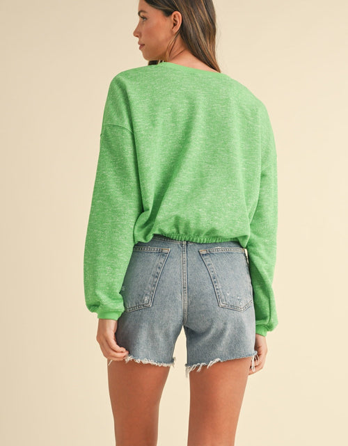 Load image into Gallery viewer, Mable Round Neck Letter Embroidery Crop Sweatshirt
