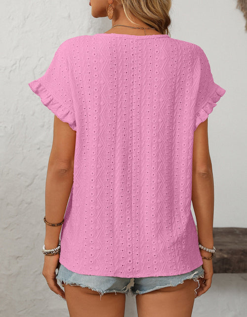 Load image into Gallery viewer, Mandy Eyelet Round Neck Short Sleeve Top
