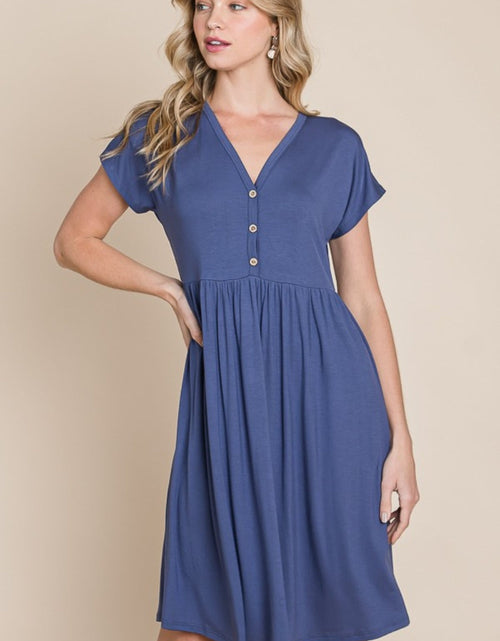Load image into Gallery viewer, BOMBOM V-Neck Short Sleeve Dress

