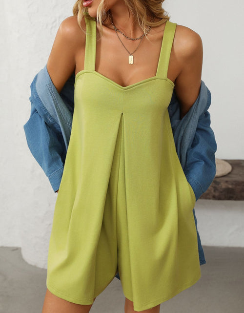 Load image into Gallery viewer, Mandy Sweetheart Neck Wide Strap Romper with Pockets
