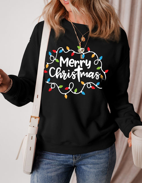 Load image into Gallery viewer, MERRY CHRISTMAS Dropped Shoulder Long Sleeve Sweatshirt
