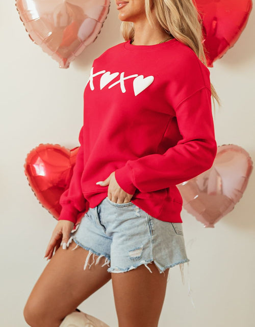 Load image into Gallery viewer, Valentine’s Day XOXO Round Neck Drop Shoulder Sweatshirt
