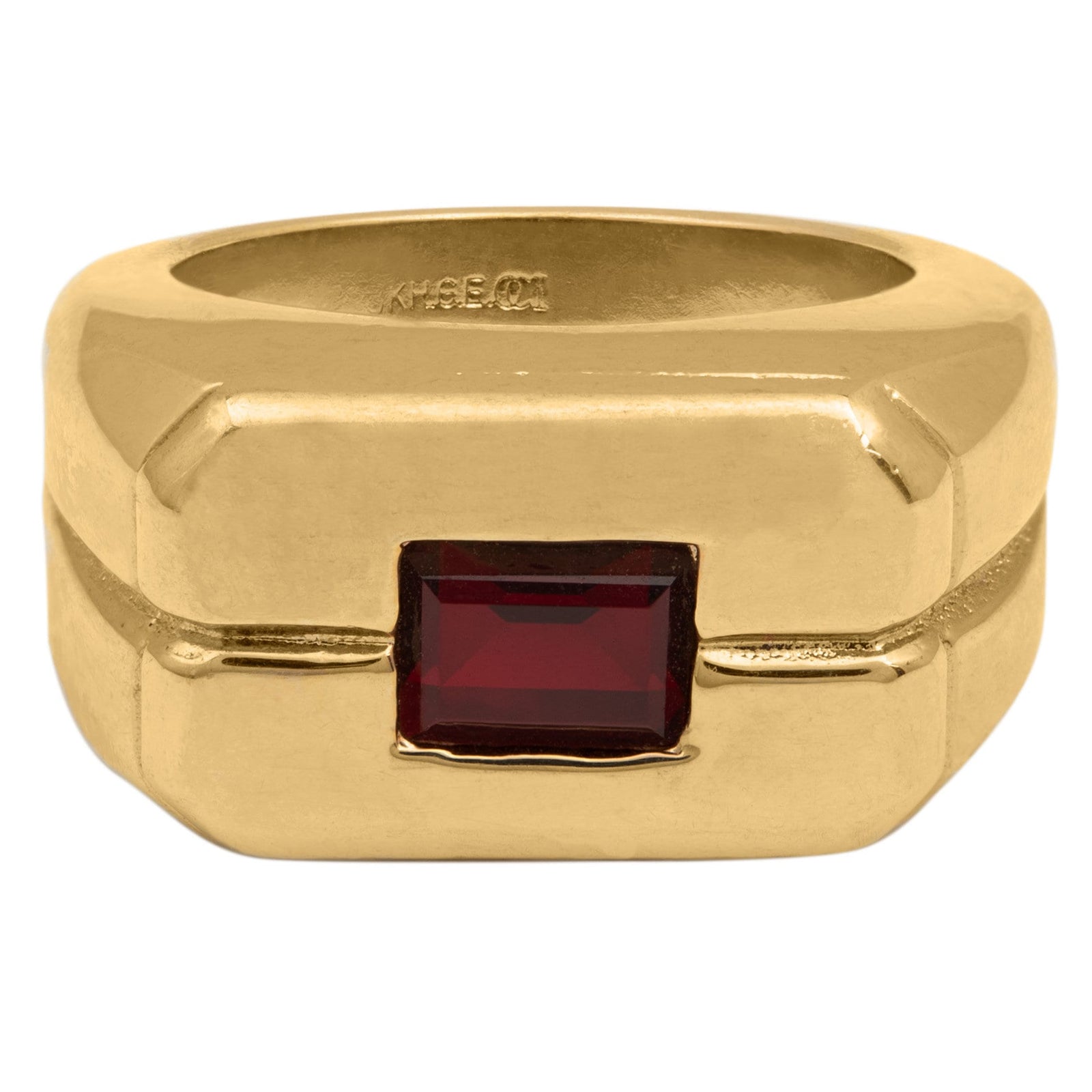 Men's Ruby or Sapphire Austrian Crystal Ring  18kt Gold Electroplated Ring by PVD Vintage Jewelry