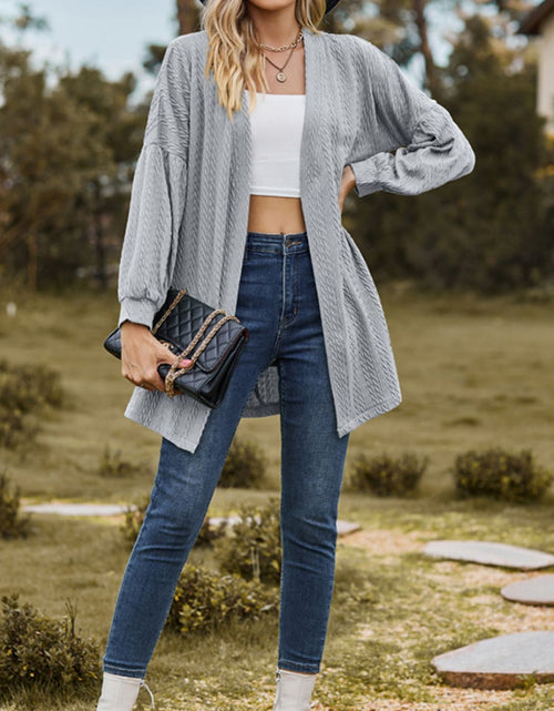 Load image into Gallery viewer, Textured Open Front Dropped Shoulder Cardigan
