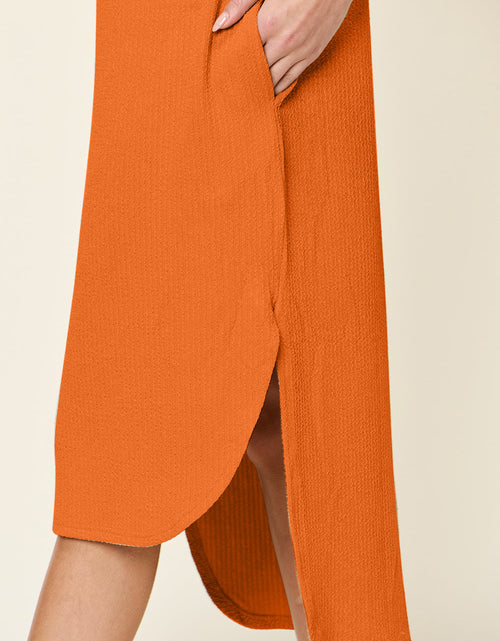 Load image into Gallery viewer, Double Take Full Size Round Neck Short Sleeve Slit Dress
