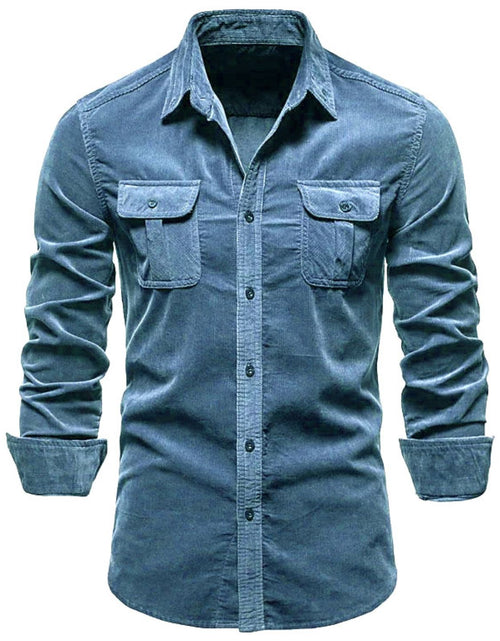 Load image into Gallery viewer, Men's Full Size Collared Neck Button Down Shirt with Chest Pockets Plus Size
