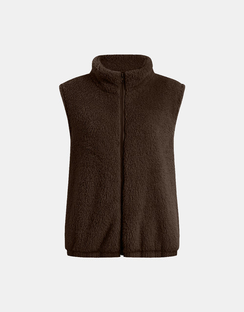 Load image into Gallery viewer, Full Size Fuzzy Zip Up Vest Coat with Pockets

