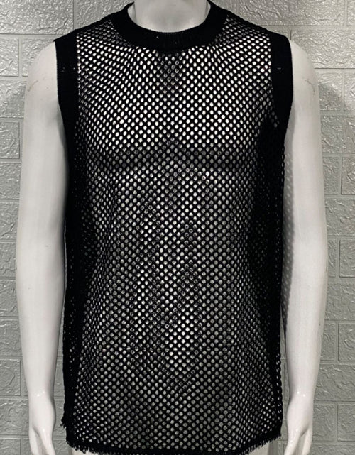 Load image into Gallery viewer, Men's Round Neck Hollow Out Sleeveless Knit Top
