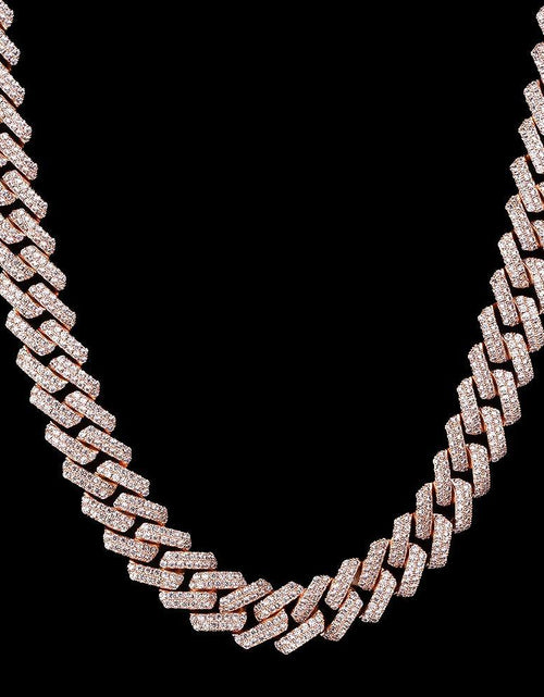 Load image into Gallery viewer, 15mm Iced Out Prong Link Cuban Link Choker in Rose Gold by Bling Proud | Urban Jewelry Online Store

