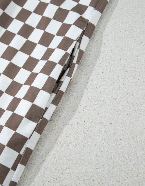 Load image into Gallery viewer, Checkered Print Crew Neck Wide Leg Jumpsuit
