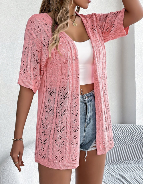 Load image into Gallery viewer, Openwork Open Front Half Sleeve Cardigan
