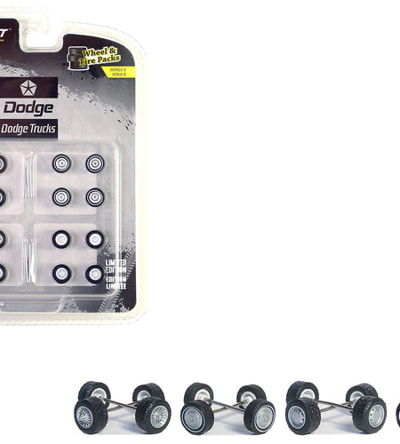"First Generation (1981-93) Dodge Trucks" Wheels and Tires Multipack Set of 24 pieces "Wheel & Tire Packs" Series 8 1/64 by Greenlight
