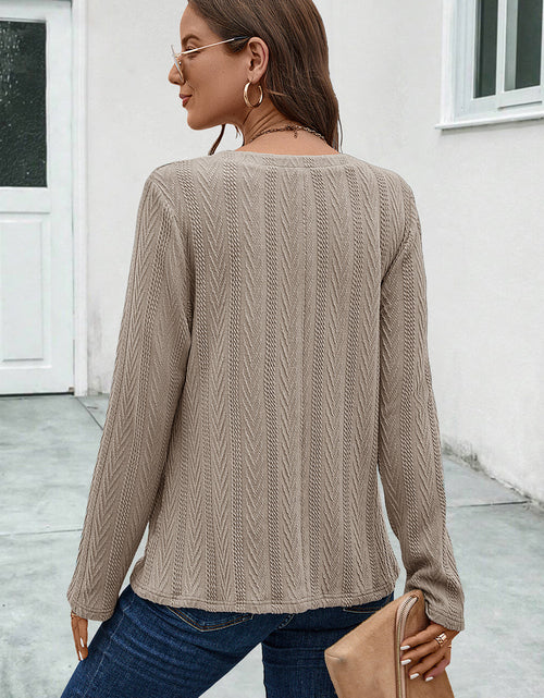 Load image into Gallery viewer, Buttoned Notched Neck Long Sleeve T-Shirt
