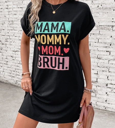 Letter Graphic Short Sleeve Mini Tee Dress