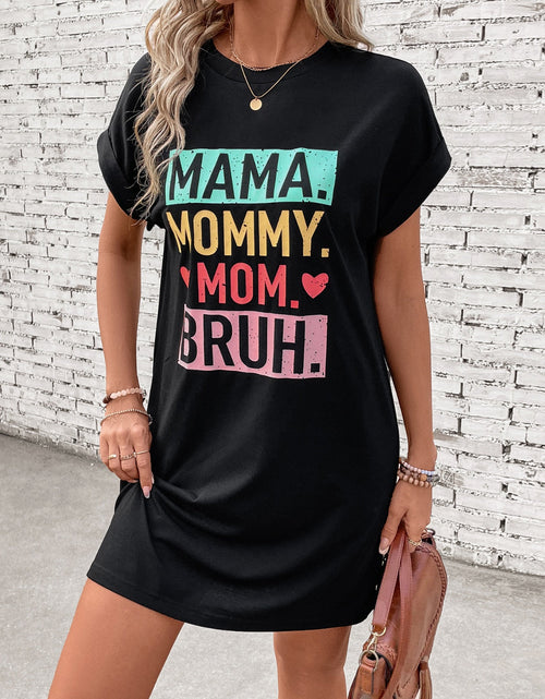 Load image into Gallery viewer, Letter Graphic Short Sleeve Mini Tee Dress
