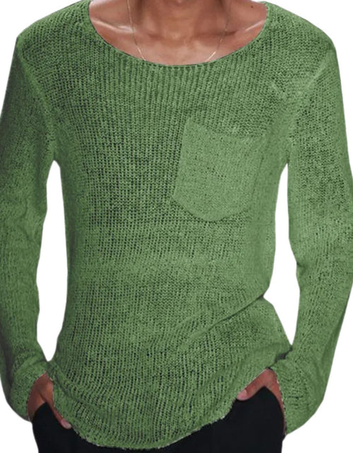 Load image into Gallery viewer, Men's Plus Size Round Neck Long Sleeve Knit T-Shirt
