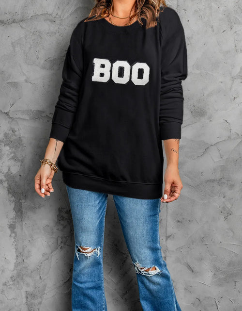 Load image into Gallery viewer, BOO Round Neck Long Sleeve Sweatshirt
