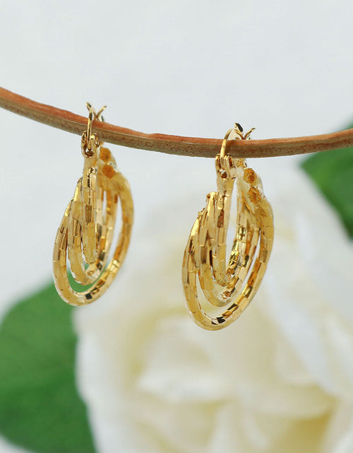 Load image into Gallery viewer, 14k Diamond Cut Swirl Hoop Earrings
