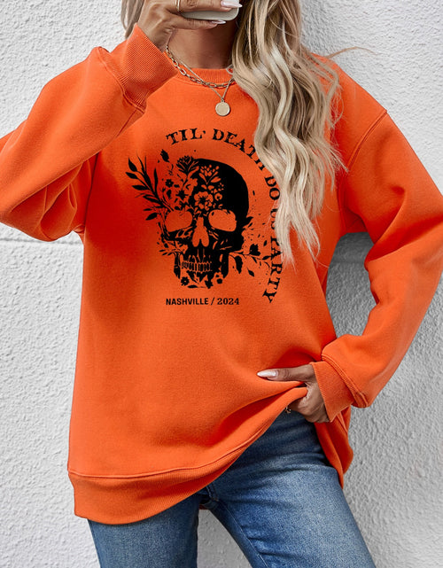 Load image into Gallery viewer, Graphic Round Neck Dropped Shoulder Sweatshirt
