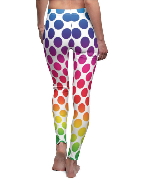 Load image into Gallery viewer, Colorful Polka Dots Print Casual Leggings - White by Tshirt Unlimited

