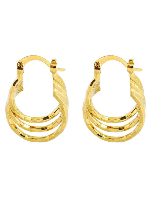 Load image into Gallery viewer, 14k Diamond Cut Swirl Hoop Earrings
