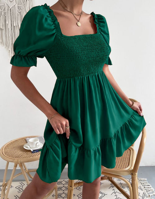 Load image into Gallery viewer, Smocked Square Neck Short Sleeve Dress
