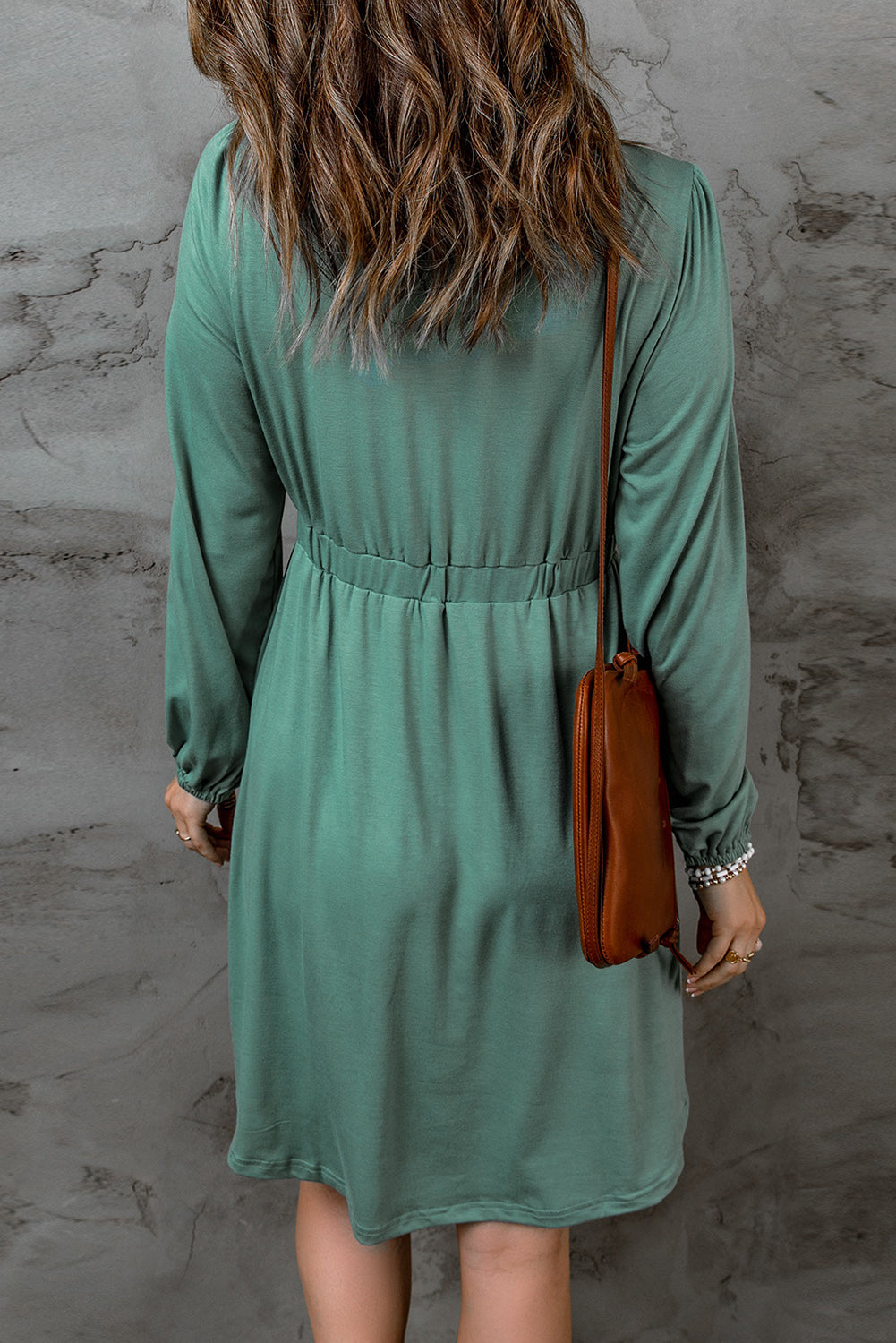 Julianna Button Up High Waist Long Sleeve Dress by Poppy Lee Lane