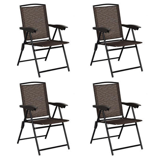 Load image into Gallery viewer, 4 Pieces Folding Dining Chairs with Smooth Armrests and Sling Back
