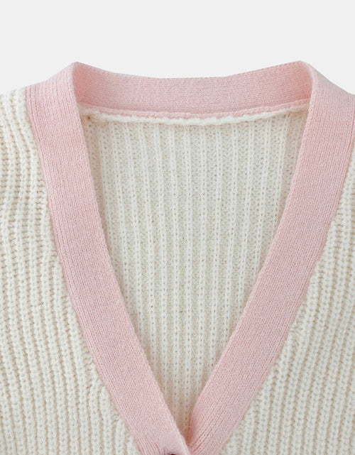 Load image into Gallery viewer, Contrast Trim Button Up Dropped Shoulder Cardigan
