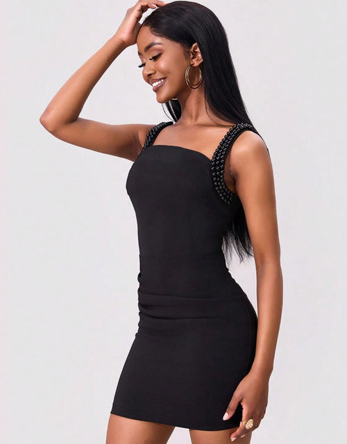 Load image into Gallery viewer, Bead Trim Wide Strap Wrap Dress
