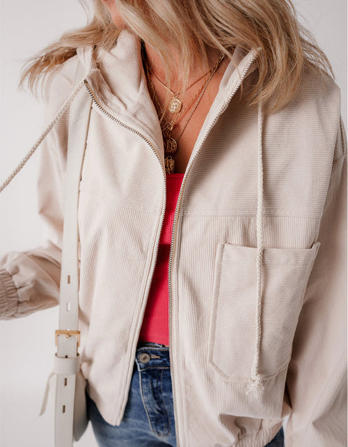 Load image into Gallery viewer, Pocketed Zip Up Long Sleeve Hooded Jacket
