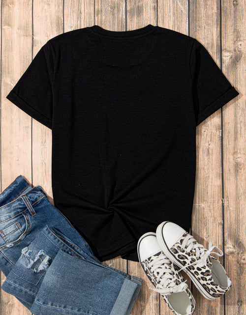 Load image into Gallery viewer, USA Rhinestone Round Neck Short Sleeve T-Shirt
