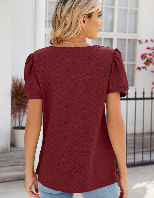 Load image into Gallery viewer, Eyelet Puff Sleeve T-Shirt

