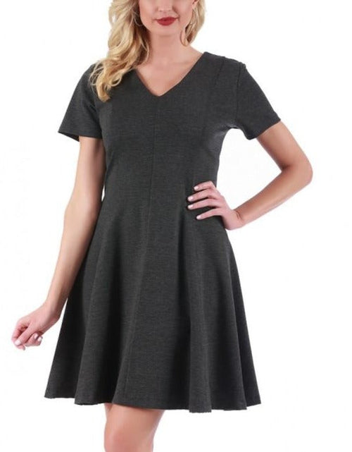 Load image into Gallery viewer, InstantFigure Short V-neck Panel dress w/flared skirt 16808M by InstantFigure INC
