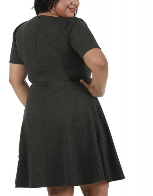 Load image into Gallery viewer, InstantFigure Curvy Short V-neck Panel dress w/flared skirt 16808MC by InstantFigure INC
