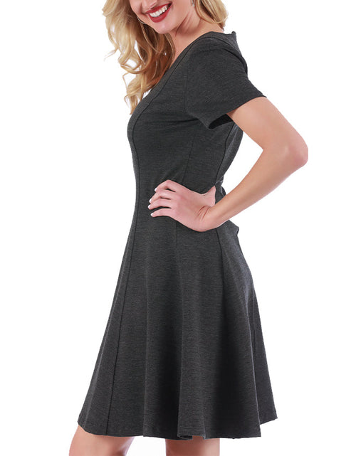 Load image into Gallery viewer, InstantFigure Short V-neck Panel dress w/flared skirt 16808M by InstantFigure INC

