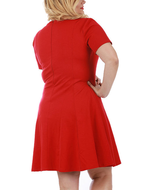 Load image into Gallery viewer, InstantFigure Curvy Short V-neck Panel dress w/flared skirt 16808MC by InstantFigure INC
