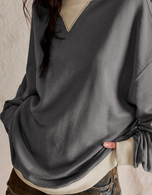 Load image into Gallery viewer, Contrast Dropped Shoulder Long Sleeve Sweatshirt
