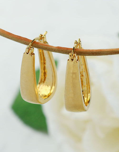 Load image into Gallery viewer, 14K Gold Solid Flat Greek Hoop Earrings
