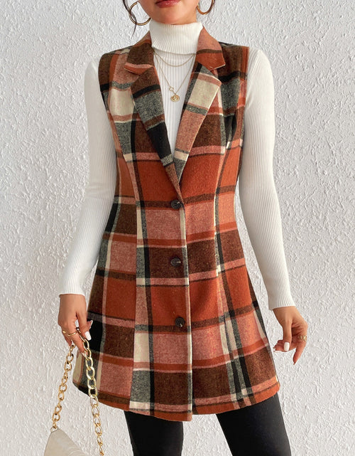Load image into Gallery viewer, Honey Plaid Button Up Vest Coat
