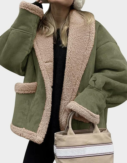 Load image into Gallery viewer, Fuzzy Collared Neck Long Sleeve Jacket
