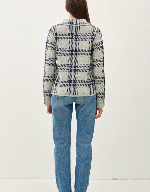 Load image into Gallery viewer, Be Cool Plaid Long Sleeve Sweater Jacket with Front Patch Pockets
