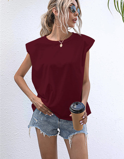 Load image into Gallery viewer, Round Neck Cap Sleeve Tee
