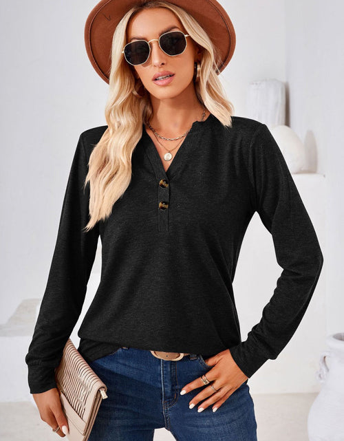 Load image into Gallery viewer, V-Neck Buttoned Long Sleeve Blouse
