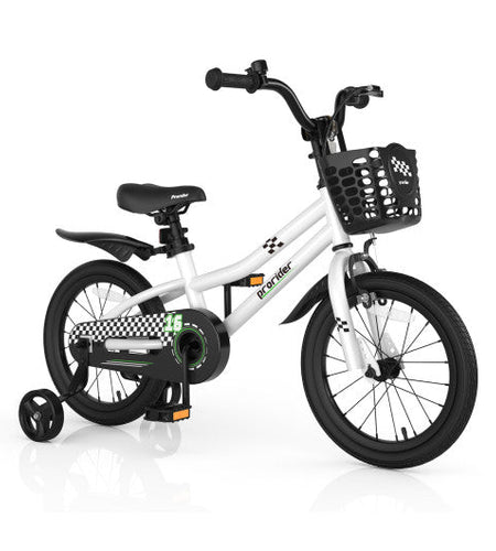 16 Inch Kids Bike with Removable Training Wheels-Black & White