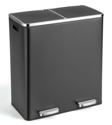 16 Gallon Dual Step Trash Can-Black