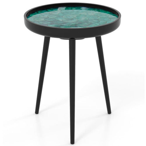Load image into Gallery viewer, 16 Inch Mid-century Modern Coffee End Table with Sea Shell Decoration-Green
