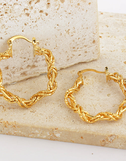 Load image into Gallery viewer, 14K Gold Solid Star Love knot Hoop Earring
