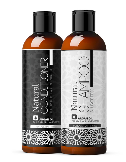 Load image into Gallery viewer, Lavender &amp; Argan Oil Sulfate Free Shampoo &amp; Conditioner 16 oz by Morgan Cosmetics
